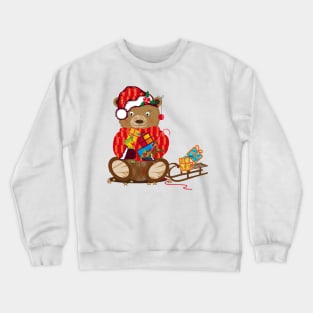 little bear with Santa hat Crewneck Sweatshirt